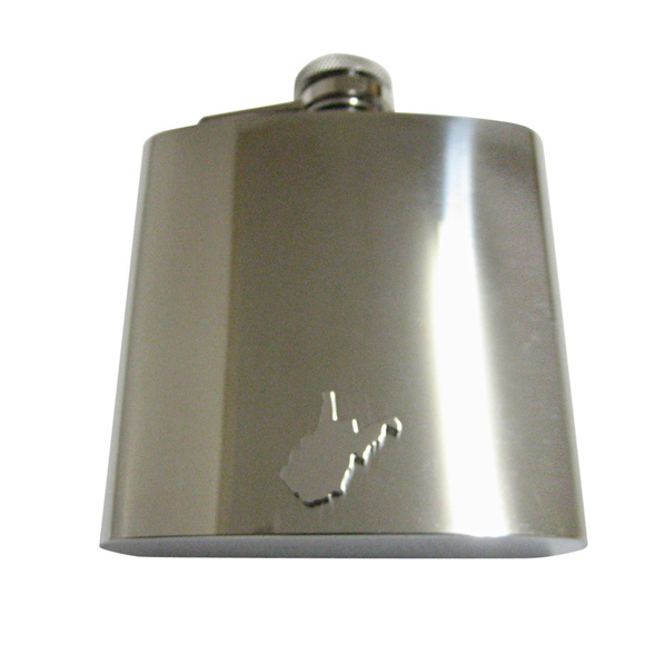 West Virginia State Map Shape 6oz Flask - Picture 1 of 1